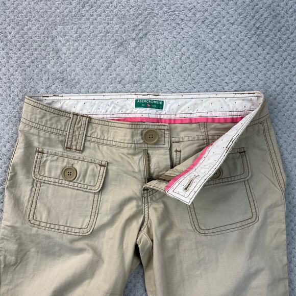 Y2K Abercrombie & Fitch Womens Utility Cargo Flare Pants Khaki Preppy Chino Sz 2 - Picture 14 of 16
